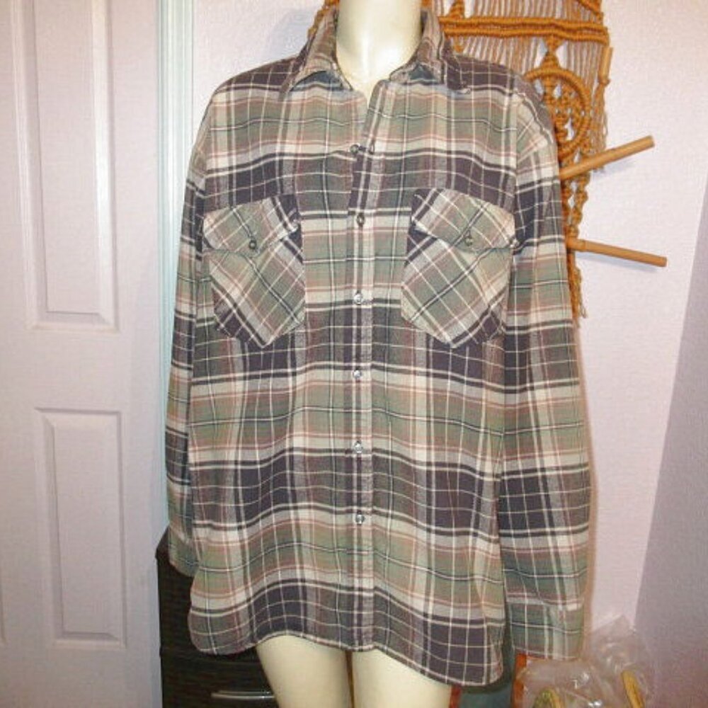Vtg Vermont Flannel Co. Mens Shirt Size XL Plaid Button Up Jacket Lumberjack USA